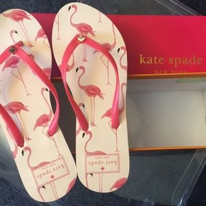Kate Spade Flamingo Print Rubber Flip Flops